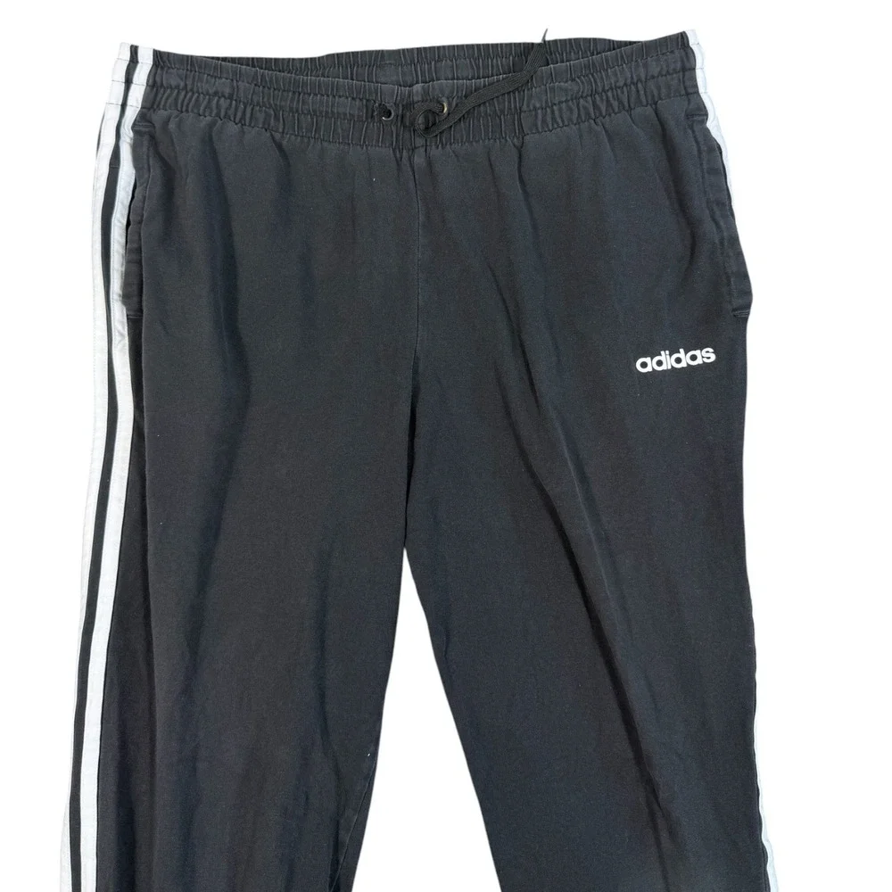 Adidas Joggers Mens XL Black White 3-Stripe Cotton Blend Tapered‎ Sweatpants